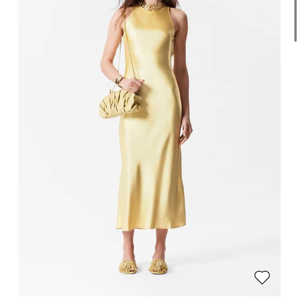 & Other Stories Yellow Satin Dress